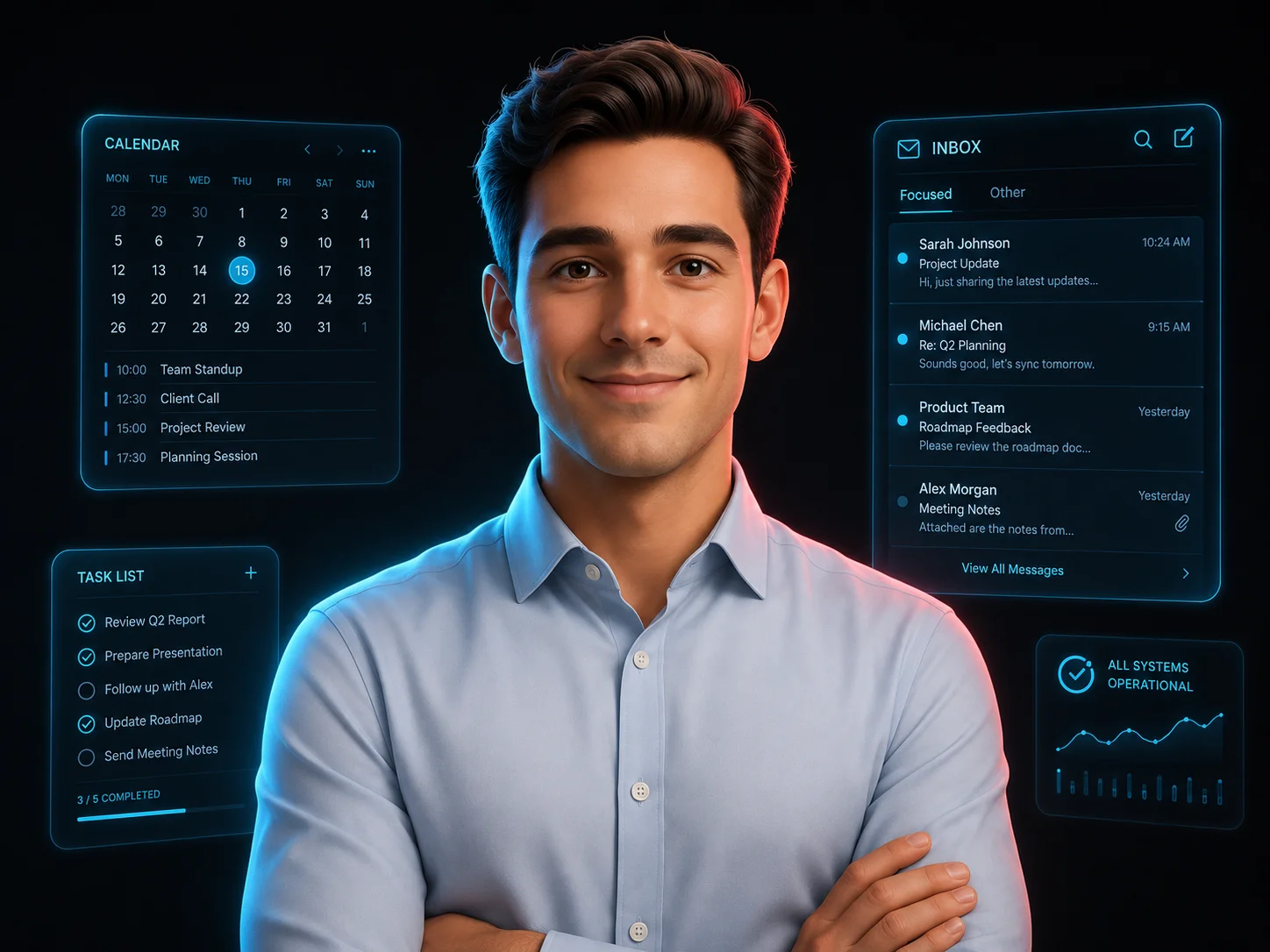 Illustration of Corbin, a business-assistant organizer
